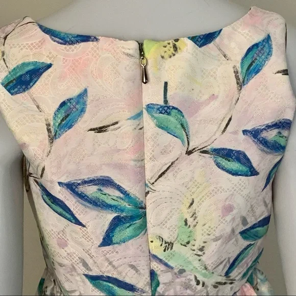 Anthropologie Leifsdottir Peplum Brocade Top Bird Pattern Metallic Sleeveless 0 - Picture 11 of 16